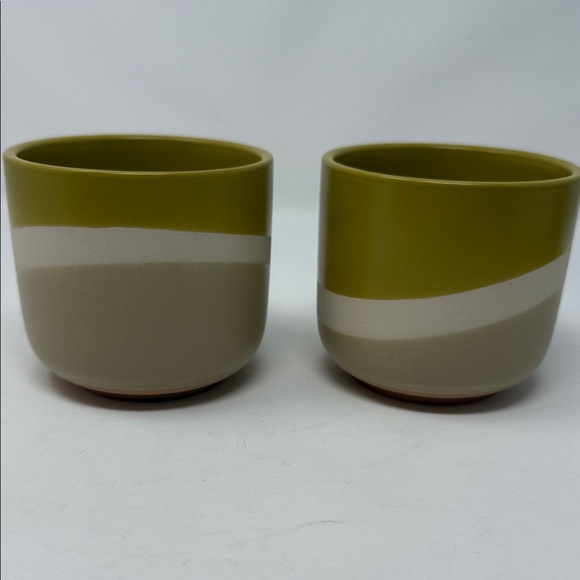 Olive and Beige Ceramic Planters/Bowls   4x4” Brand New  Set of 2-Home Decor - Picture 9 of 11